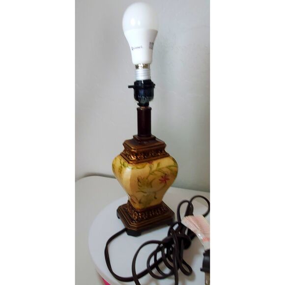 Oriental Small Lamp with Flowers and Stems and Leaves Circa 2010 - Picture 1 of 5